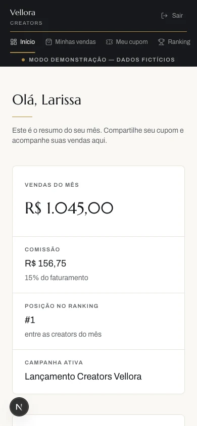 Portal da creator no celular